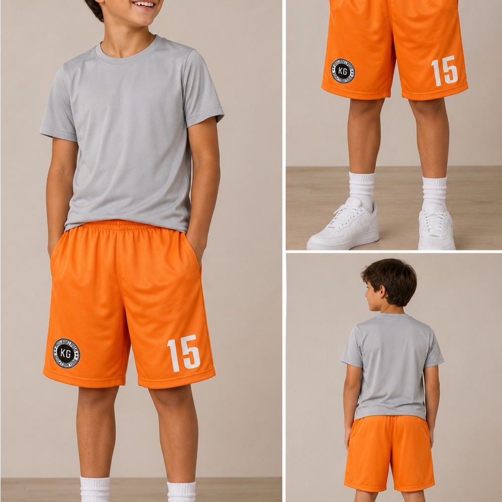 Orange Athletic Shorts with Number 15